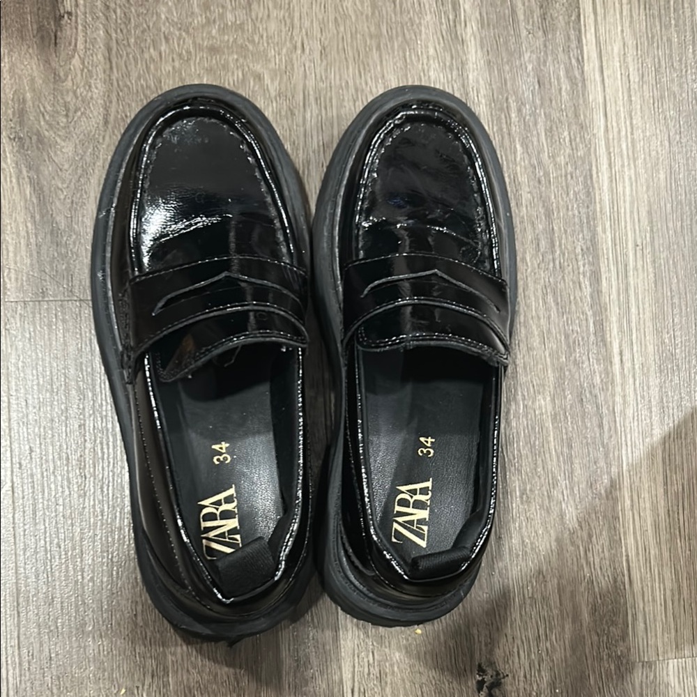 Zara Glossy Black Loafers